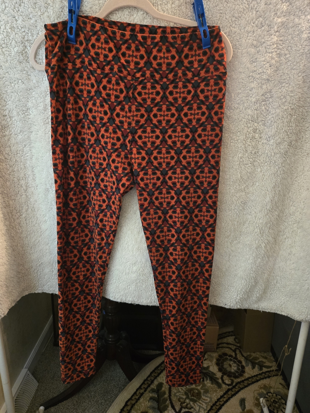 LuLaRoe Orange and Black Geometric  Leggings